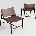 Modern Brown Accent Chairs With Leather Seats And Wooden Cross Legs Design