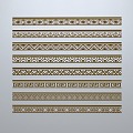 Chinese-style window grilles line silhouette pane window sill border engraved window edge strip construction 3d model