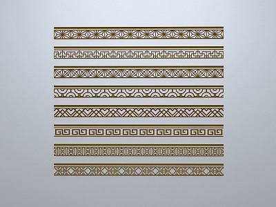 Chinese-style window grilles line silhouette pane window sill border engraved window edge strip construction 3d model