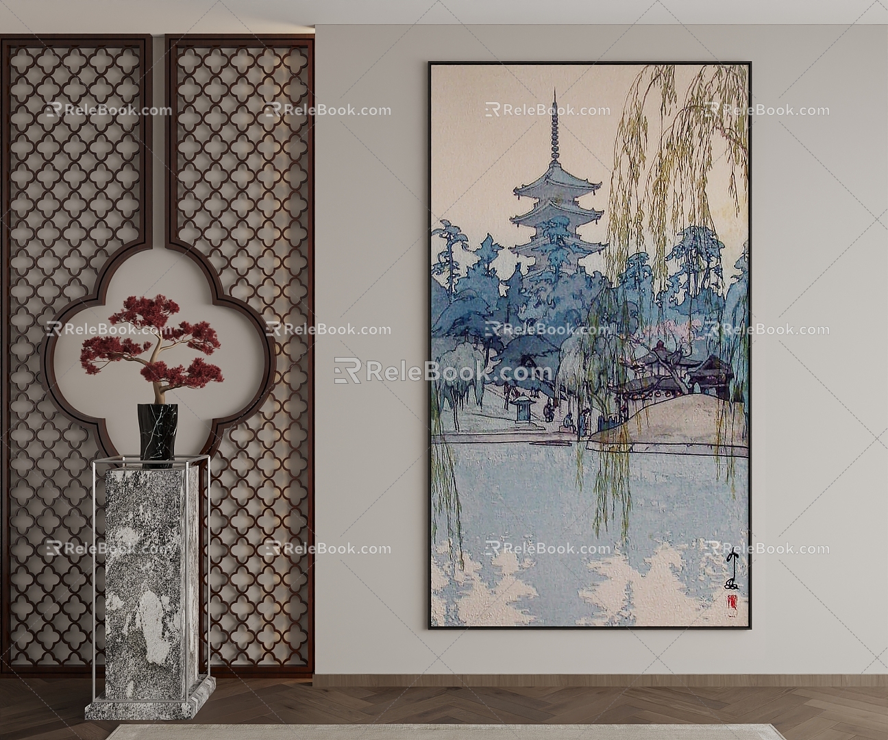 New Chinese Decorative Painting 3d model