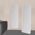 Stylish Standing Mirrors in Modern Living Room with Sofa and Wall Art