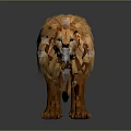 Realistic Lion with Fluffy Orange Mane Standing on Dark Surface 3d model