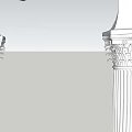 Two Fluted Columns with Ornate Capitals and Decorative Arch for Architectural Design