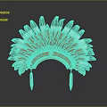 Traditional Fan Shaped Native American Feather Headdress With Red White Black Feathers And Tassels