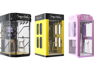 Colorful Singbox Public Facility With Tables Chairs And Singing Space 3d model