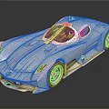 Silver Sports Car with Purple Tinted Windows and Streamlined Futuristic Design