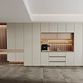 Modern Light Luxury Entryway And Side Cabinet Design With White Cabinets Drawers And Wooden Trim
