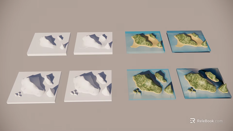 Sand Table Models Featuring Mountain Terrain And Island Landscape Designs 3d model 