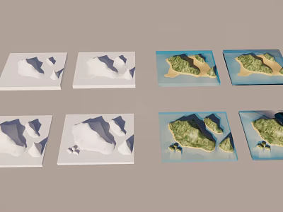 Sand Table Models Featuring Mountain Terrain And Island Landscape Designs 3d model