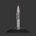 Silver Rocket With Red Tip Standing On Launch Pad For Space Exploration