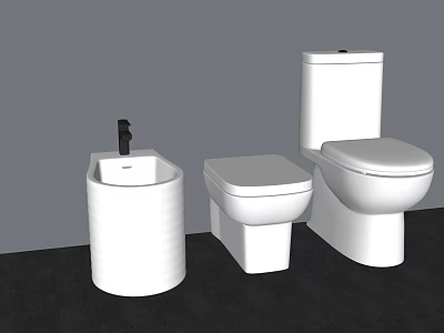 Modern Toilet Bidet And Washbasin White Ceramic Bathroom Fixture Set 3d model