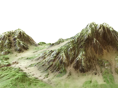 Garden Landscape Design With Rolling Green Mountain Terrain And Lush Vegetation 3d model