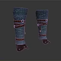 Dark Blue Fabric Leg Guards With Brown Leather Straps And Adjustable Buckles