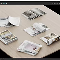 Open Interior Design Books Magazines On Wooden Table With Room Photos Furniture And Text