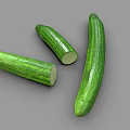 Fresh Green Cucumbers Whole And Sliced Showing Crisp Interior On Gray Background
