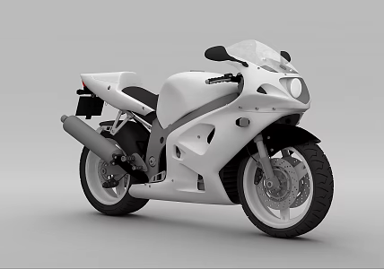 White Fashion Motorcycle 3d model