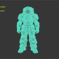 Futuristic Sci Fi Character In Metallic Armor With Helmet Standing Pose