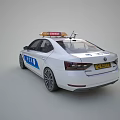 White Driving Test Functional Vehicle With Roof Warning Light And Blue Markings