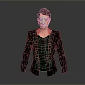 Realistic Female Upper Body With Black Blazer And Dark Top Against Gray Gradient Background