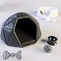 Geometric Black Bean Bag Chair With Modern Decorative Ornaments In Living Space