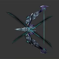 Futuristic Weapon Design Featuring Blue Purple Bow With Translucent Curved Elements