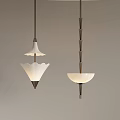 Stylish Pendant Lights With White Conical And Bowl Shaped Shades And Metal Frames