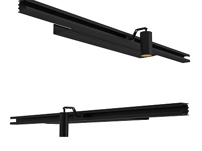 Black Track Mounted Downlights And Spotlights Modern Adjustable Lighting Fixtures 3d model