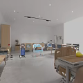 Bright Spacious Modern Rehabilitation Room With Wheelchairs Beds And Tables