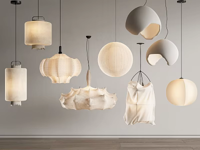 Elegant Modern Pendant Lights With Various Woven Fabric Designs For Home Interior Decor 3d model