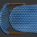 Blue Wicker Dining Chair With Wooden Legs And Armrests Modern Design