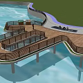 Road Infrastructure Featuring Wooden Walkway Railings And Waterfront Green Space