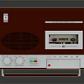 Red Classic Cassette Recorder Electronic Appliance With Control Knobs And Tape Slot