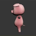 Cute Pink Pig Cartoon Character 3D Model Standing with Open Arms on Dark Background