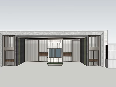Elegant Modern Entrance Gate Design With Symmetrical Glass Panels And Decorative Grilles 3d model