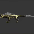 Mythical Beast 3D Rendering With Gray Mane Golden Black Scales And Horned Head