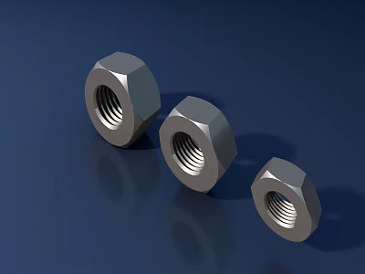 Durable Metal Hexagon Nuts For Hardware Tools Applications Various Sizes And Precision Threads 3d model