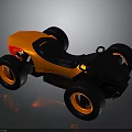 Sporty Orange Go Kart With Black Seats And Four Wheels Modern Design