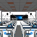 Modern Laboratory Interior Design With Blue Lab Benches White Cabinets And Large Windows 3d model