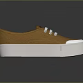 Brown Canvas Casual Shoes With White Sole And White Laces Design