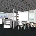 Bright Public Office Space With Open Cubicles Desks Computers And Ceiling Lights 3d model