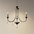 Elegant Classic Black Metal Candle Style Chandelier With Hanging Crystal Pendants