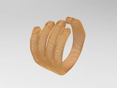 Elegant Golden Mesh Finger Shaped Bracelet With Delicate Textured Pattern 3d model