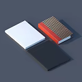 Three Books Showcasing White Black Covers And Red Striped Design 3d model