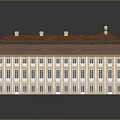 Classical European Architectural Building With Red Roof White Walls And Symmetrical Courtyard