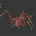 Fantasy Red Creature With Sharp Claws And Long Tentacles Design