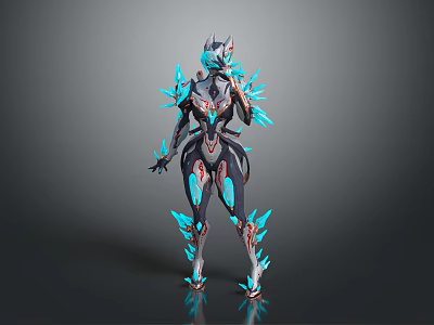 Futuristic Sci Fi Game Movie Character With Dark Armor And Glowing Blue Spiked Accents 3d model