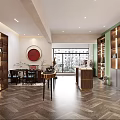 Modern Fashion Store Interior With Shoes Bags Clothing Display Shelves And Herringbone Floor