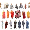 2D Monk Figure Temple Monk 3d model