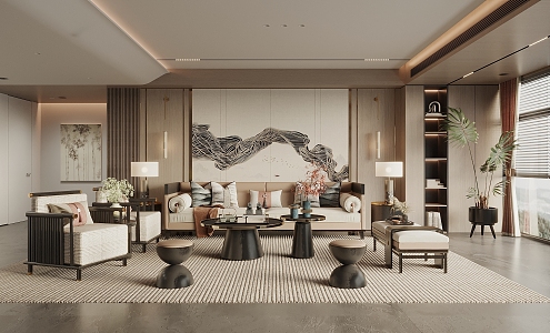 New Chinese Living Room 3d model