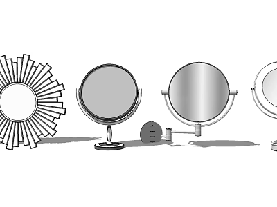 Various Stylish Vanity Mirrors With Different Frame Designs And Stands 3d model